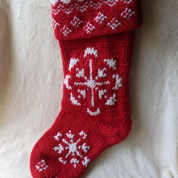 Each* Pier 1 Knitted Fair Isle Pom Pom Stocking /Crate & Barrel Snowflake - Picture 5 of 13